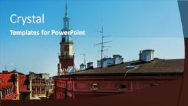  Presentation with poland - Presentation theme featuring street-view-of-old-town background and a teal colored foreground