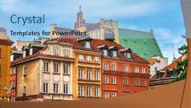  Presentation with street - Slide set having street-view-of-old-town background and a light blue colored foreground