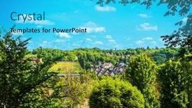  Presentation with street - Theme consisting of street-view-of-old-village background and a cyan colored foreground