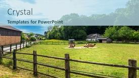  Presentation with street - Slide deck having street-view-of-old-village background and a sky blue colored foreground