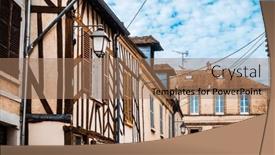  Presentation with street - Presentation theme having street-view-of-old-village background and a coral colored foreground