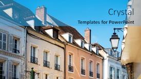  Presentation with village - Presentation featuring street-view-of-old-village background and a teal colored foreground