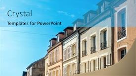  Presentation with street - Slide set consisting of street-view-of-old-village background and a cyan colored foreground