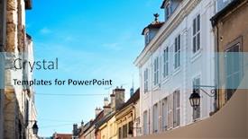  Presentation with street - PPT theme having street-view-of-old-village background and a arctic colored foreground