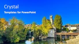  Presentation with village - PPT theme with street-view-of-old-village background and a dark gray colored foreground