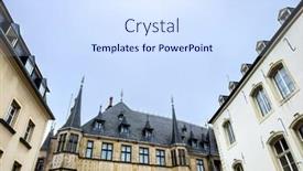  Presentation with luxembourg - Presentation consisting of street-view-of-old-village background and a sky blue colored foreground