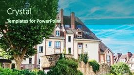  Presentation with village - PPT layouts consisting of street-view-of-old-village background and a tawny brown colored foreground