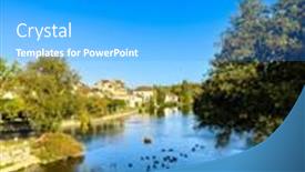  Presentation with village - Theme consisting of street-view-of-old-village background and a gray colored foreground