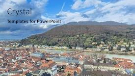  Presentation with street - PPT theme with street-view-of-old-village background and a light blue colored foreground