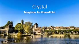  Presentation with village - Slide deck consisting of street-view-of-old-village background and a gray colored foreground