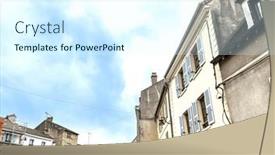  Presentation with france - Theme enhanced with street-view-of-old-village background and a sky blue colored foreground