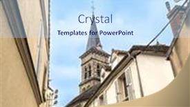  Presentation with france - Presentation design featuring street-view-of-old-village background and a sky blue colored foreground