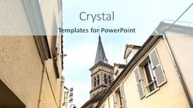  Presentation with france - Slide deck consisting of street-view-of-old-village background and a cool aqua colored foreground