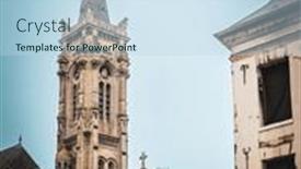  Presentation with village - Slides consisting of street-view-of-old-village background and a light blue colored foreground