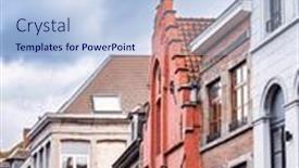  Presentation with village - Theme featuring street-view-of-old-village background and a light blue colored foreground