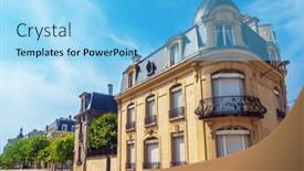  Presentation with street - Presentation consisting of street-view-of-reims background and a light blue colored foreground