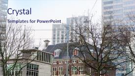  Presentation with view of rotterdam city - Cool new slide set with street view of rotterdam city backdrop and a sky blue colored foreground