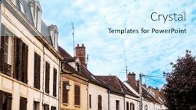  Presentation with france - Presentation theme consisting of street-view-of-sens background and a sky blue colored foreground