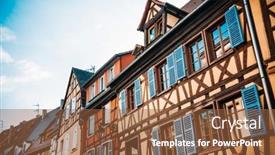  Presentation with street - Slide set with street-view-of-traditional-houses background and a tawny brown colored foreground