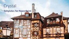  Presentation with traditional - Presentation design featuring street-view-of-traditional-houses background and a sky blue colored foreground