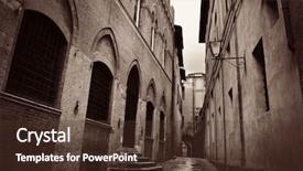  Presentation with london buildings and streets view - Presentation theme having street view with old buildings background and a tawny brown colored foreground