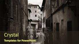  Presentation with old buildings - Slides enhanced with street-view-with-old-buildings background and a tawny brown colored foreground