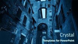  Presentation with old buildings - Slide set enhanced with street-view-with-old-buildings background and a ocean colored foreground