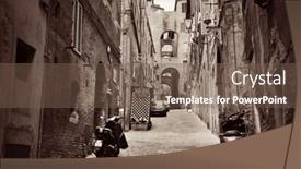  Presentation with old buildings - Colorful slide set enhanced with street-view-with-old-buildings backdrop and a violet colored foreground