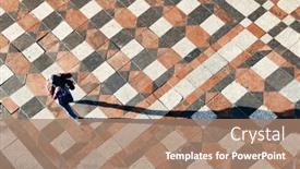  Presentation with patterns - PPT theme with street-view-with-tourists background and a coral colored foreground