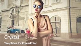  Presentation with clothes - Amazing presentation theme having street walk - pretty woman dressed in vintage backdrop and a coral colored foreground