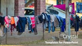  Presentation with neighborhood - Presentation featuring street-with-a-washing-line background and a gray colored foreground