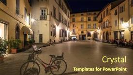  Presentation with cafe - Colorful PPT theme enhanced with street-with-an-outdoor-cafe backdrop and a tawny brown colored foreground