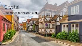  Presentation with denmark - Presentation theme featuring street-with-half-timbered-houses background and a lemonade colored foreground