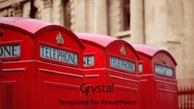  Presentation with red telephone - Presentation design featuring street with historical architecture background and a crimson colored foreground