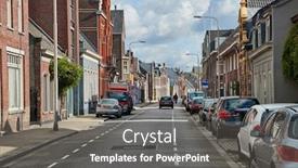  Presentation with street - Cool new slide set with street with houses in the netherlands tilburg backdrop and a gray colored foreground