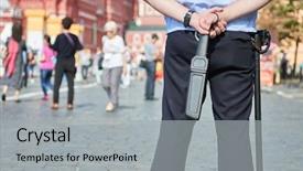  Presentation with metal detector - PPT theme featuring street with metal detector background and a light gray colored foreground