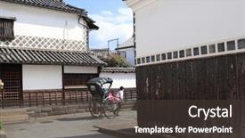  Presentation with rickshaw - Cool new presentation design with street with traditional japanese house backdrop and a dark gray colored foreground