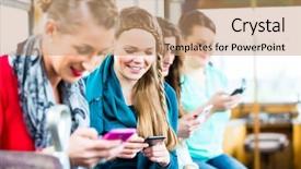  Presentation with cable - Beautiful presentation theme featuring streetcar - commuters in cable car chatting backdrop and a coral colored foreground