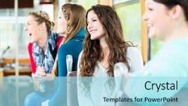  Presentation with group of diverse people - Colorful presentation theme enhanced with streetcar - group of people commuting backdrop and a arctic colored foreground