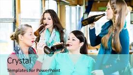  Presentation with public transport - Presentation theme enhanced with streetcar - group of people in tram background and a  colored foreground