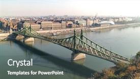  Presentation with liberty - Colorful theme enhanced with streetcar - liberty bridge of budapest backdrop and a dark gray colored foreground