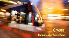  Presentation with aviation modern drone in motion - PPT theme having streetcar - modern tram in motion blur background and a tawny brown colored foreground
