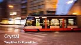  Presentation with tram - Audience pleasing theme consisting of streetcar - modern tram in motion blur backdrop and a red colored foreground