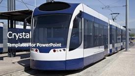  Presentation with tram - PPT theme enhanced with streetcar - modern tram parked background and a ocean colored foreground
