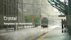  Presentation with canada - Colorful PPT layouts enhanced with streetcar - rain in calgary canada backdrop and a gray colored foreground