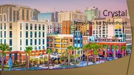  Presentation with san diego california - PPT theme having streetcar - san diego california usa downtown background and a coral colored foreground