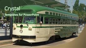  Presentation with san francisco - Presentation theme having streetcar - tram in san francisco california background and a tawny brown colored foreground