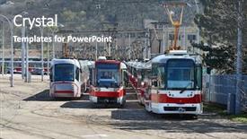  Presentation with end - Beautiful slide deck featuring streetcar - trams parked at an end backdrop and a gray colored foreground