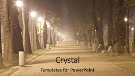  Presentation with park night city - PPT theme having streetlamp - avenue of city park background and a  colored foreground