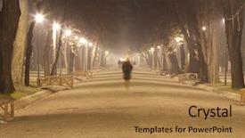  Presentation with park night city - Cool new PPT theme with streetlamp - avenue of city park backdrop and a coral colored foreground